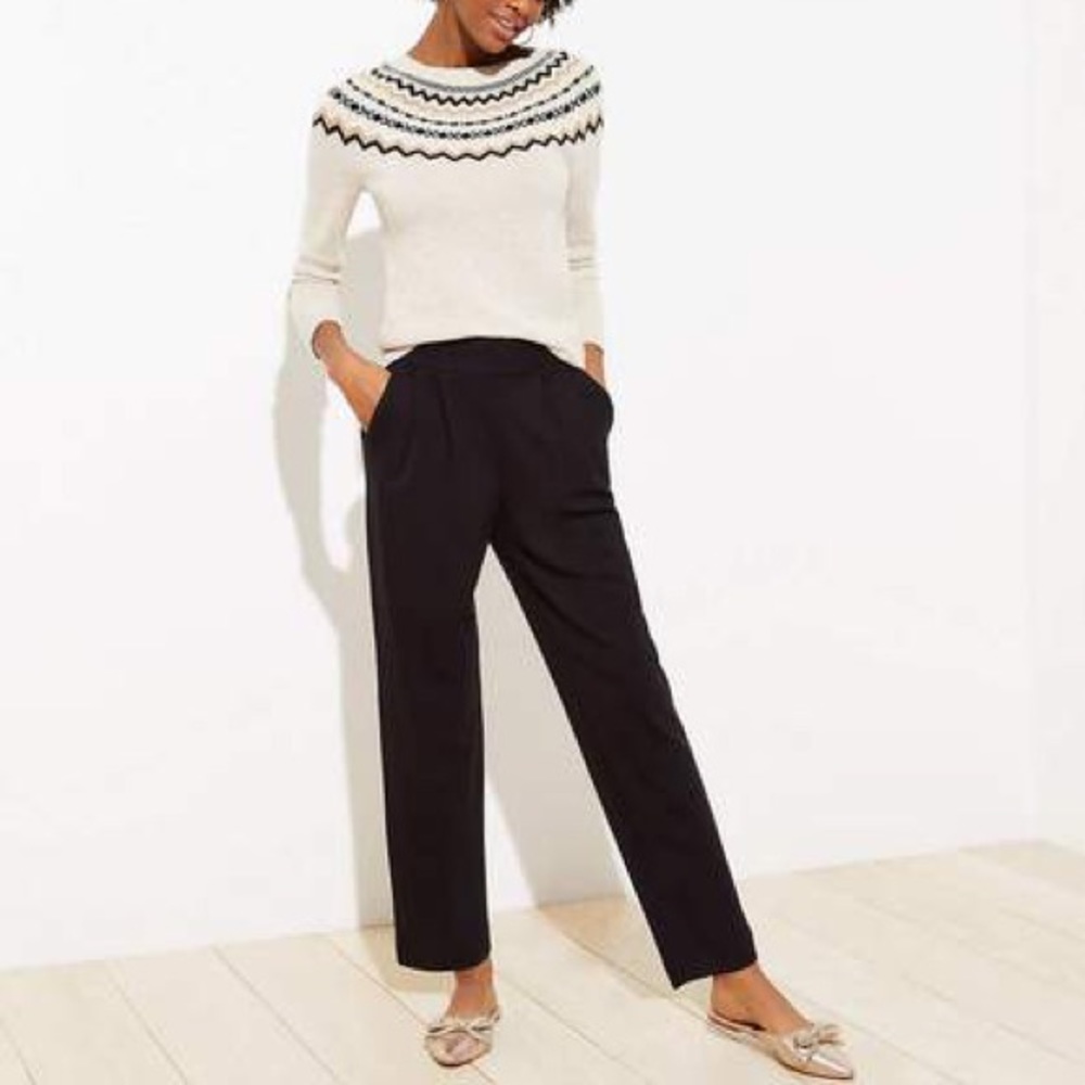 NWT LOFT Tapered Pull On Ponte Pants in Black